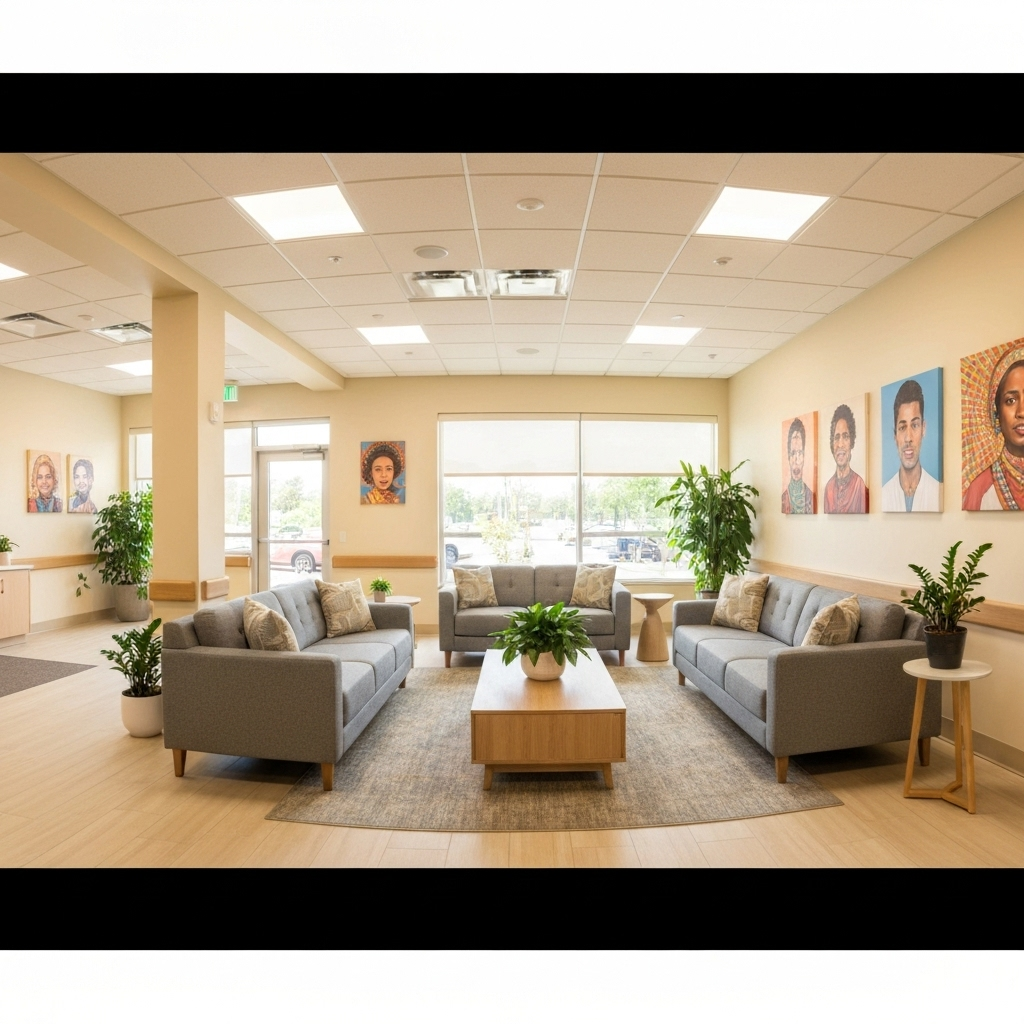 Modern, welcoming medical office with warm design elements